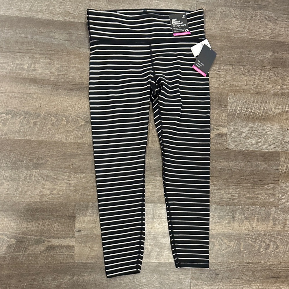 GAP Kids Black and White Striped Leggings
